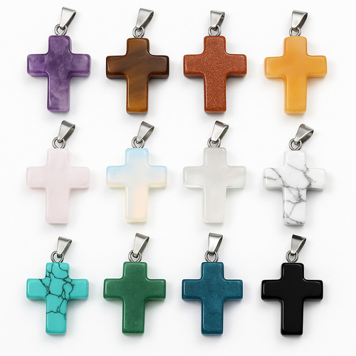 Edelstein kreuz anhänger - edelstein,